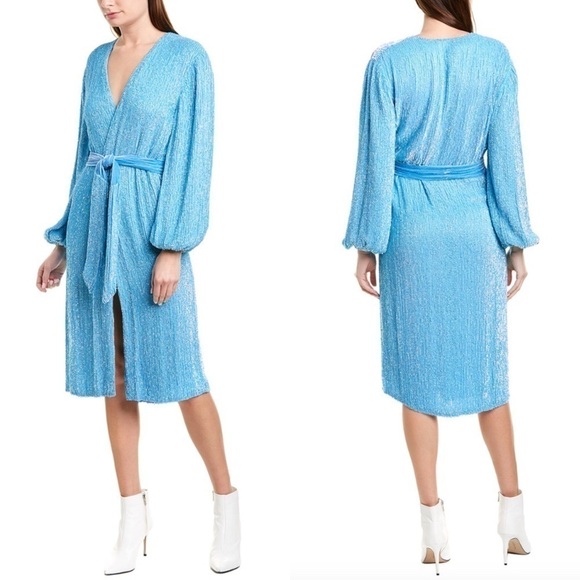 RETROFETE Audrey Sequin Robe Wrap Midi Dress - Picture 2 of 16